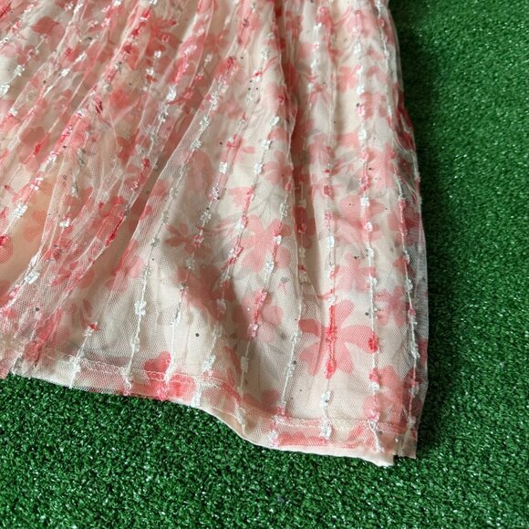 Wonder Nation Girls Apricot Metallic Mesh Puff Sleeve Zip Dress Size 12 Plus - Picture 5 of 14